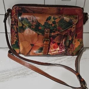 Patricia Nash Floral Leather Crossbody Bag - Brown and Multicolor